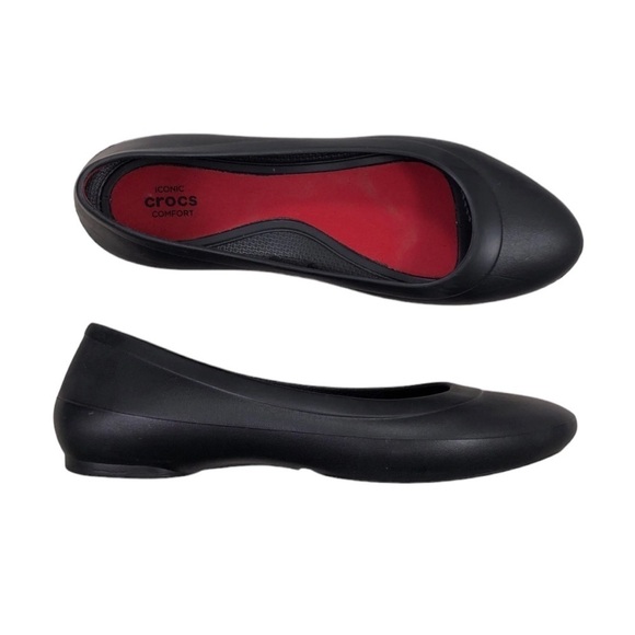 CROCS Shoes - Crocs Black Ballet Slip On Flats Shoes Slippers